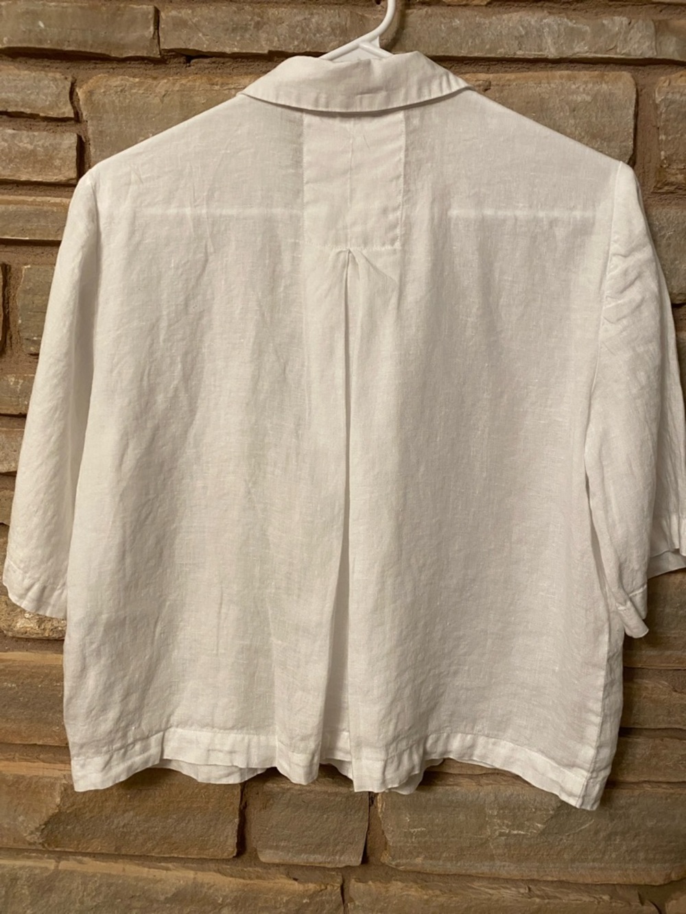 Eileen Fisher Classic Collar Elbow Sleeve Organic Linen Button-Up Shirt Size S - Picture 8 of 10